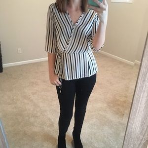 Black & White Wrap Top Medium